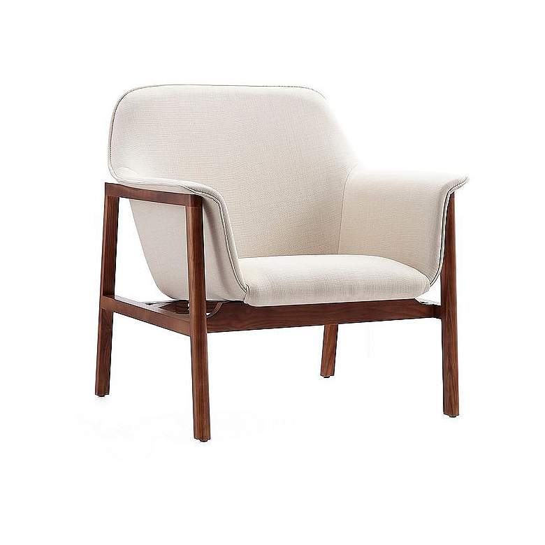 Image 1 Manhattan Comfort Miller Cream and Walnut Linen Weave Accent Chair