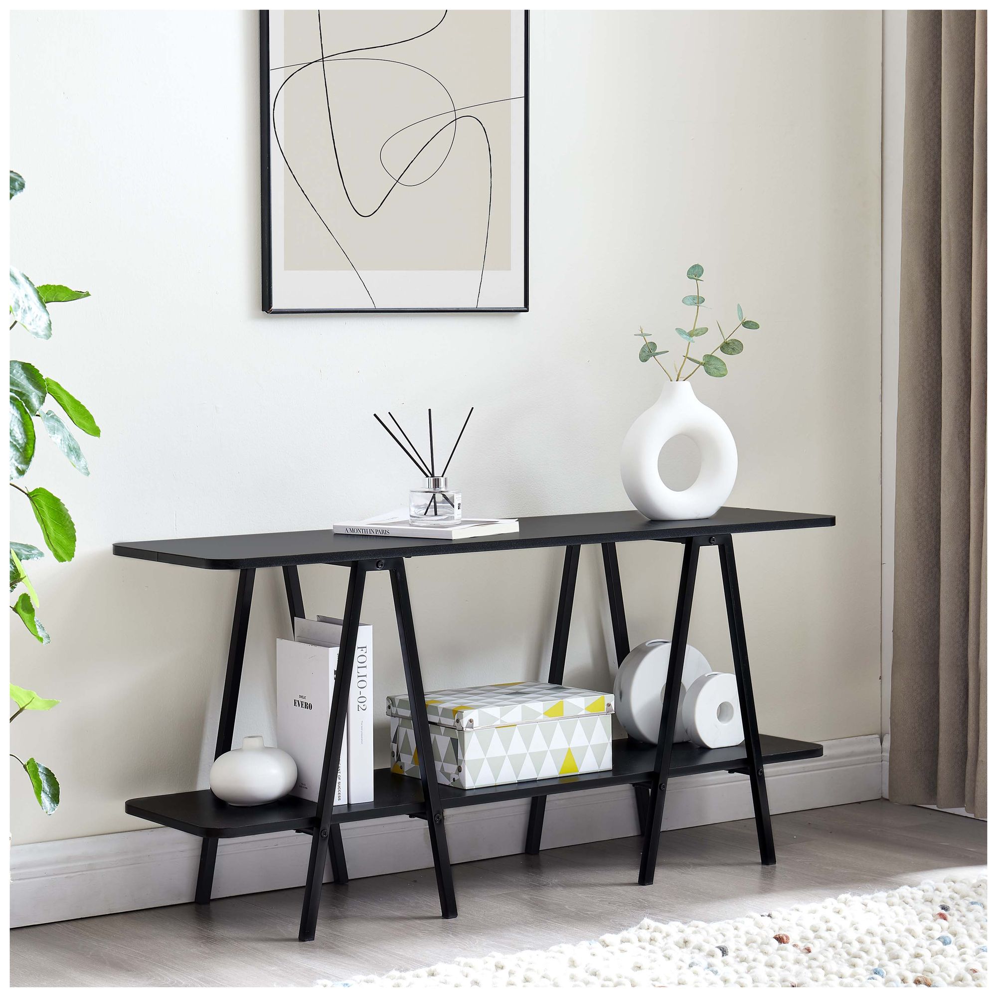 Image 2 Manhattan Comfort Modern Celine 47.24" Sideboard with 2 Shelves in Bla more views
