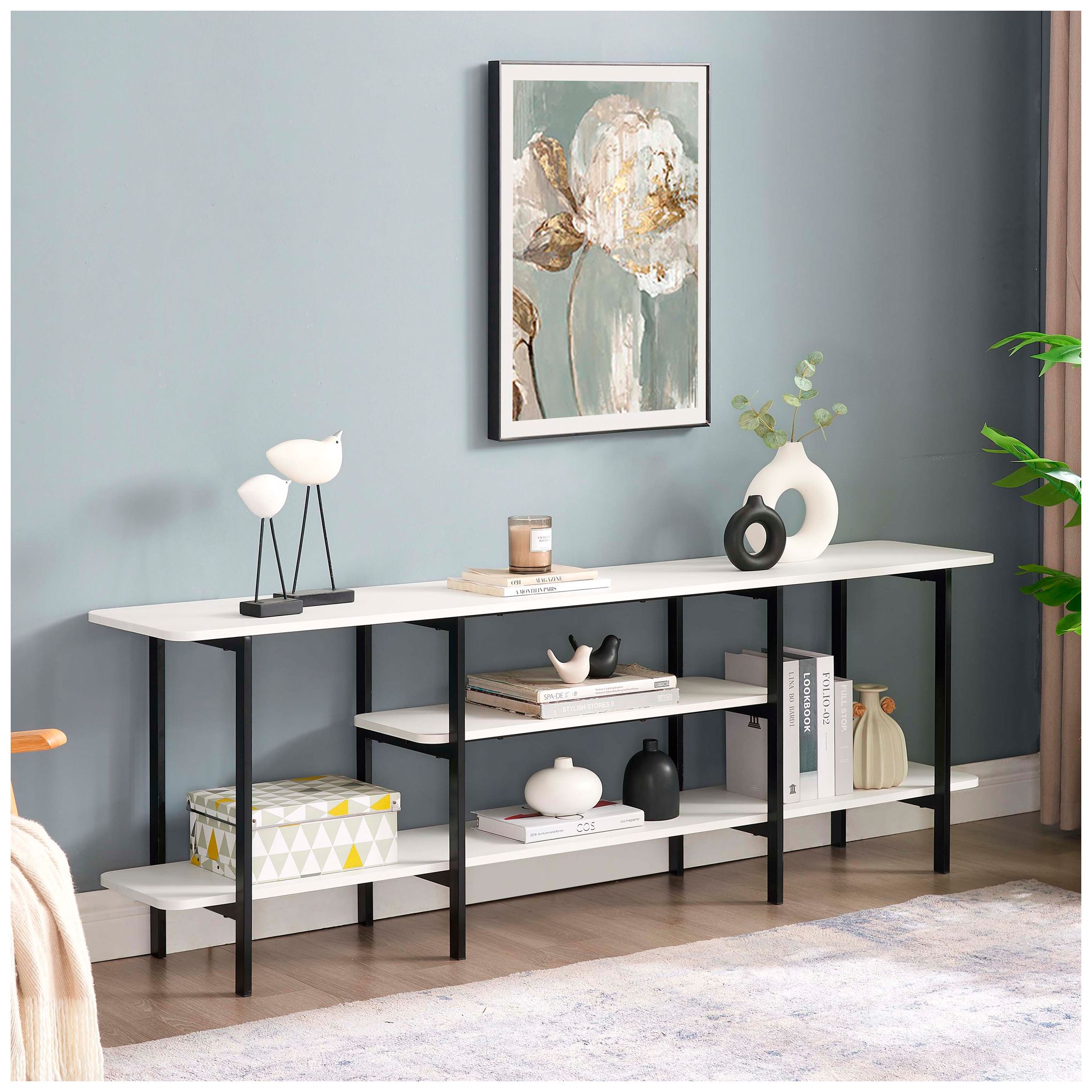 Image 2 Manhattan Comfort Modern Celine 70.86" Sideboard with 3 Shelves in Whi more views