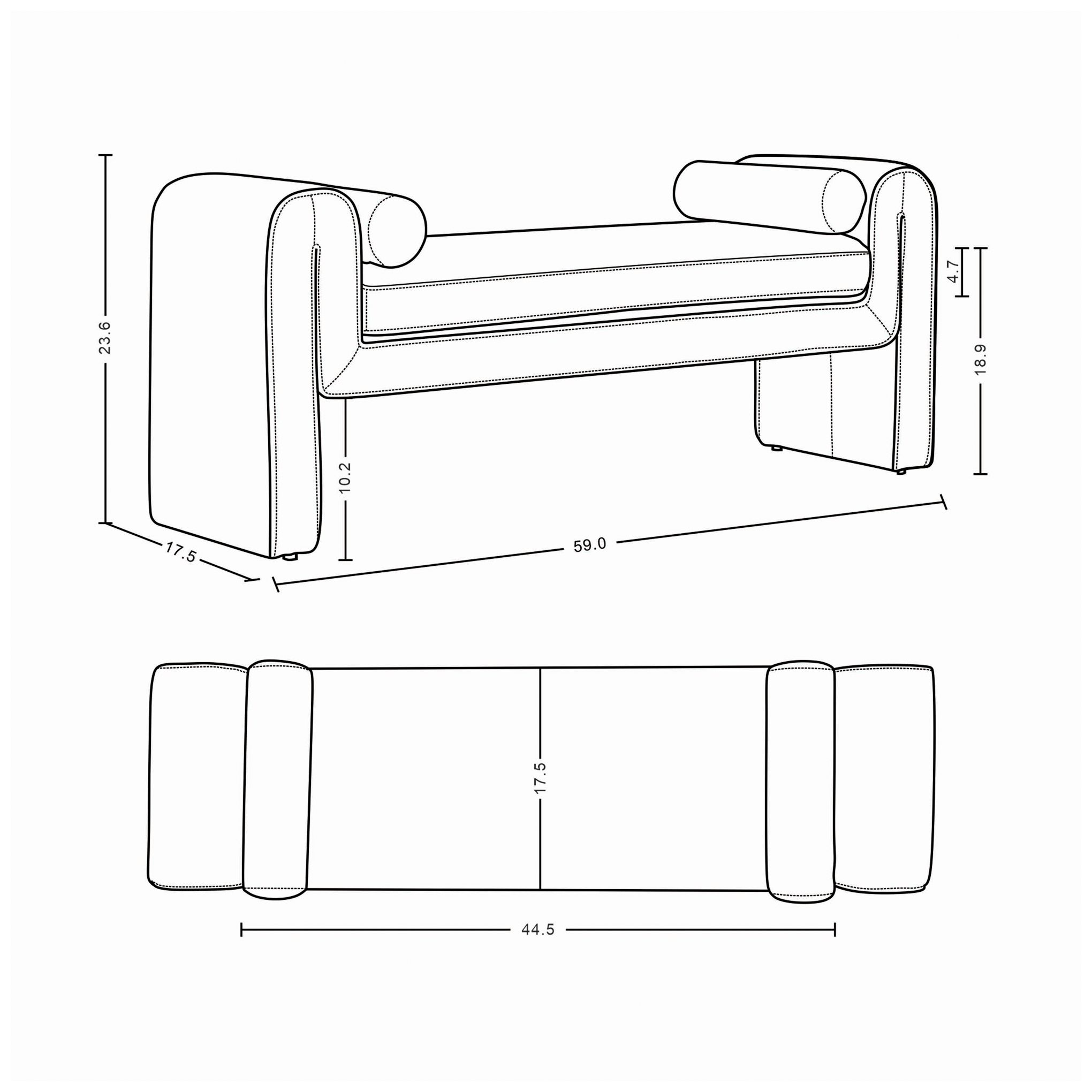 Image 3 Manhattan Comfort Modern Concord Chenille 59" Bench in Terracotta more views
