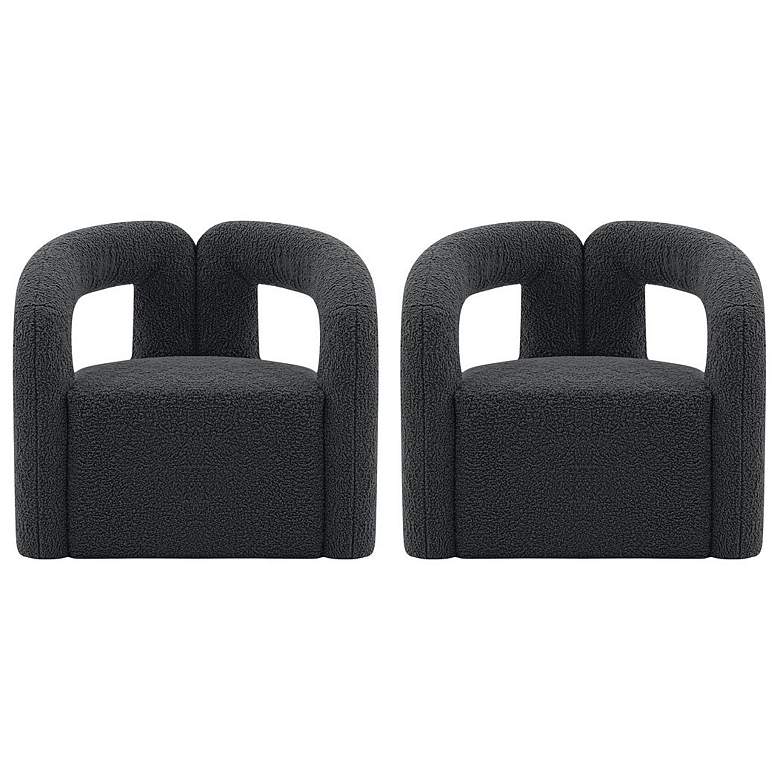 Image 1 Manhattan Comfort Modern Darian Boucle Accent Chair in Black - Set of 2