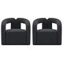 Manhattan Comfort Modern Darian Boucle Accent Chair in Black - Set of 2