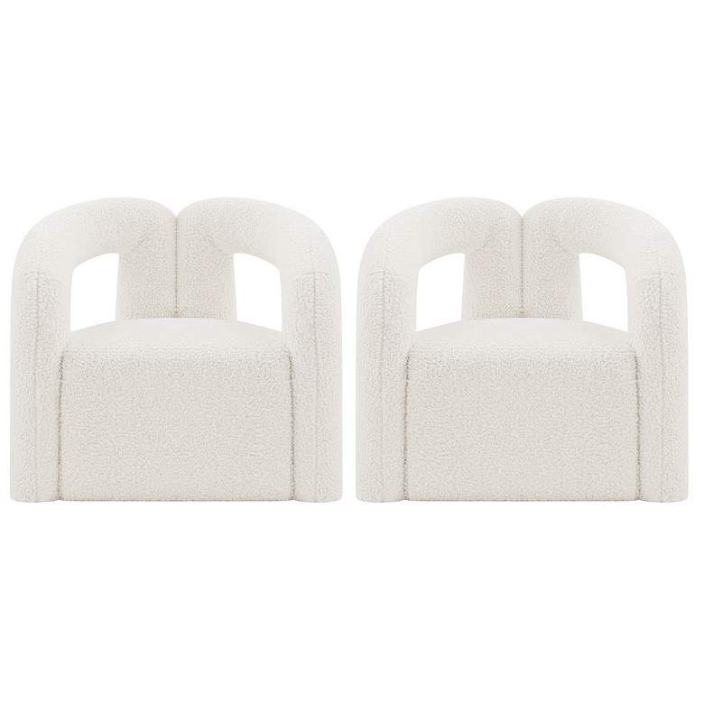 Image 1 Manhattan Comfort Modern Darian Boucle Accent Chair in Cream - Set of 2