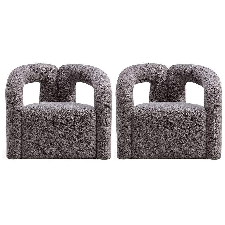 Image 1 Manhattan Comfort Modern Darian Boucle Accent Chair in Grey - Set of 2
