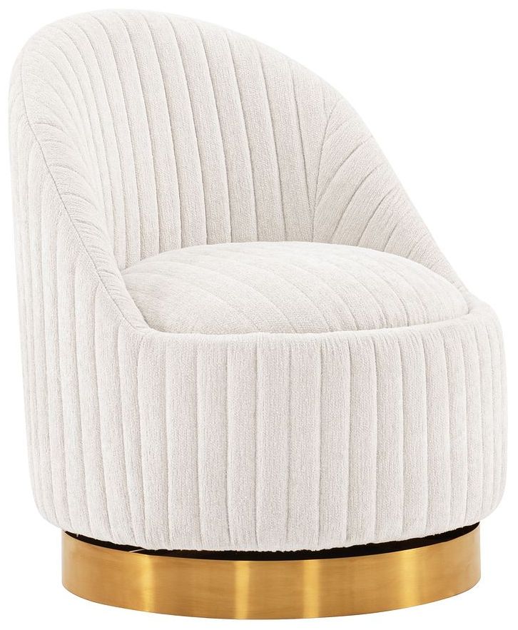 Manhattan Comfort Modern Leela Swivel Chenille Accent Chair in Cream