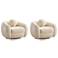 Manhattan Comfort Modern Tribeca Chenille Accent Chair in Cream - Set of 2