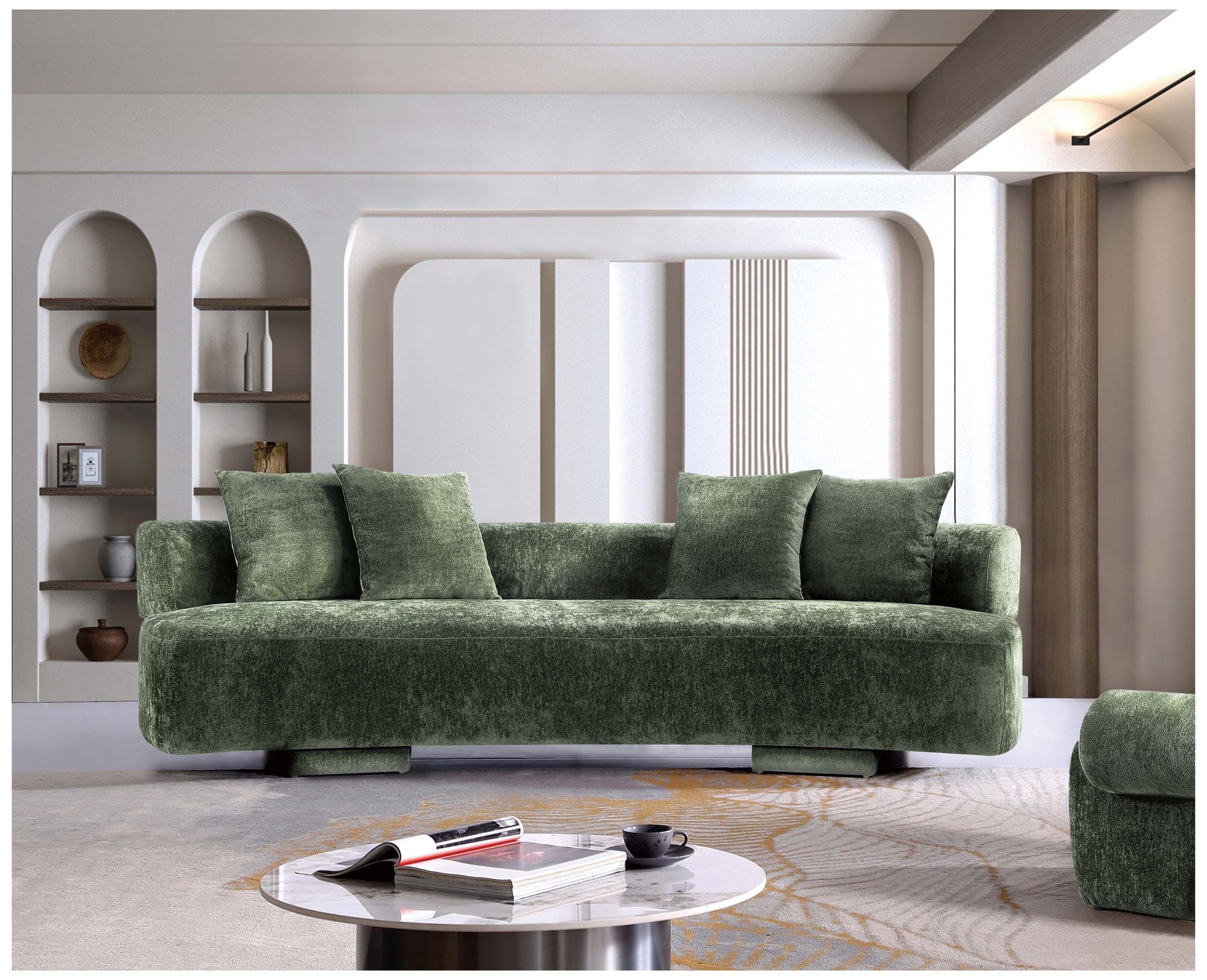 Image 2 Manhattan Comfort Modern Verandah Chenille 112" XL Sofa in Olive Green more views