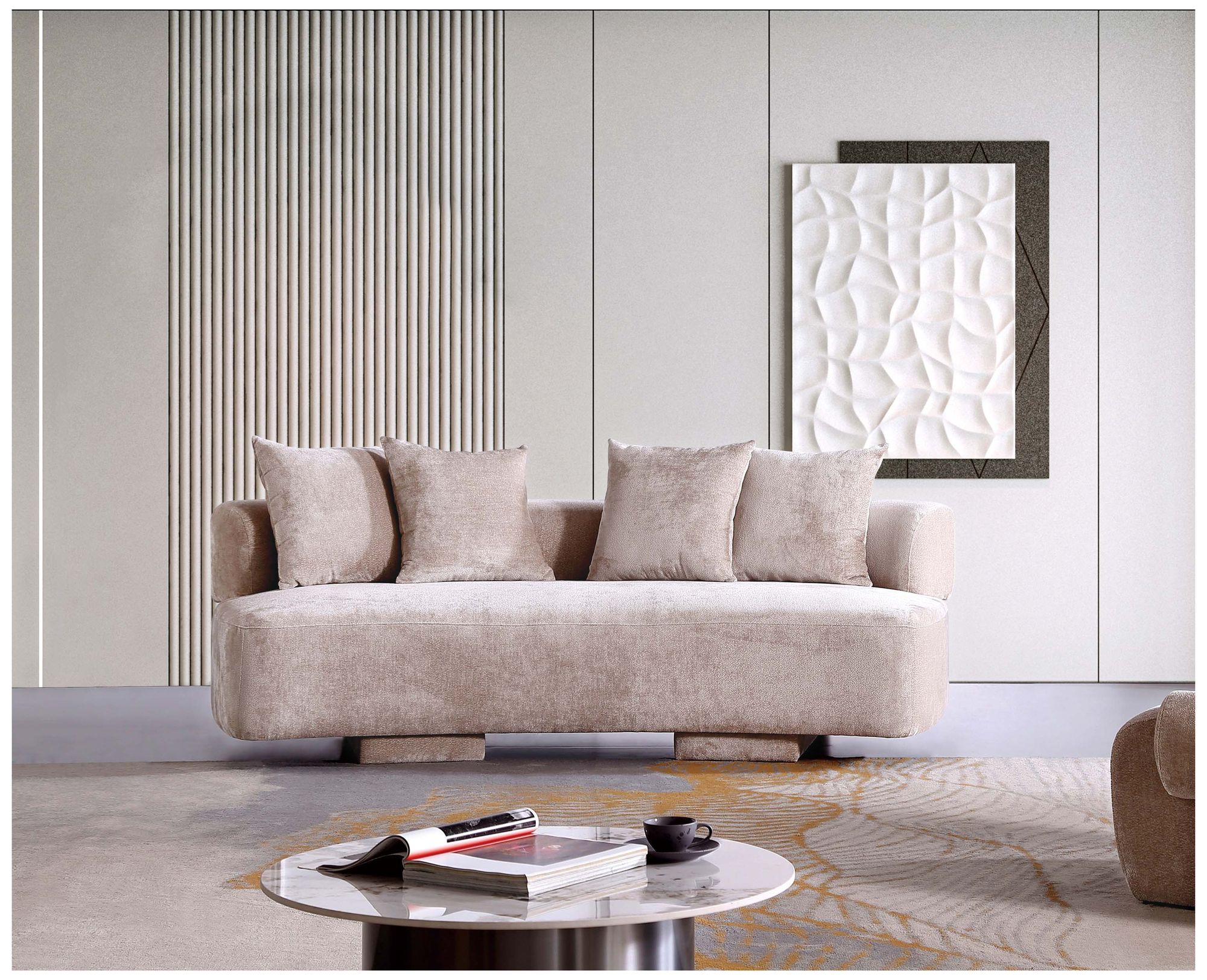 Image 2 Manhattan Comfort Modern Verandah Chenille 90.6" Sofa in Cream more views