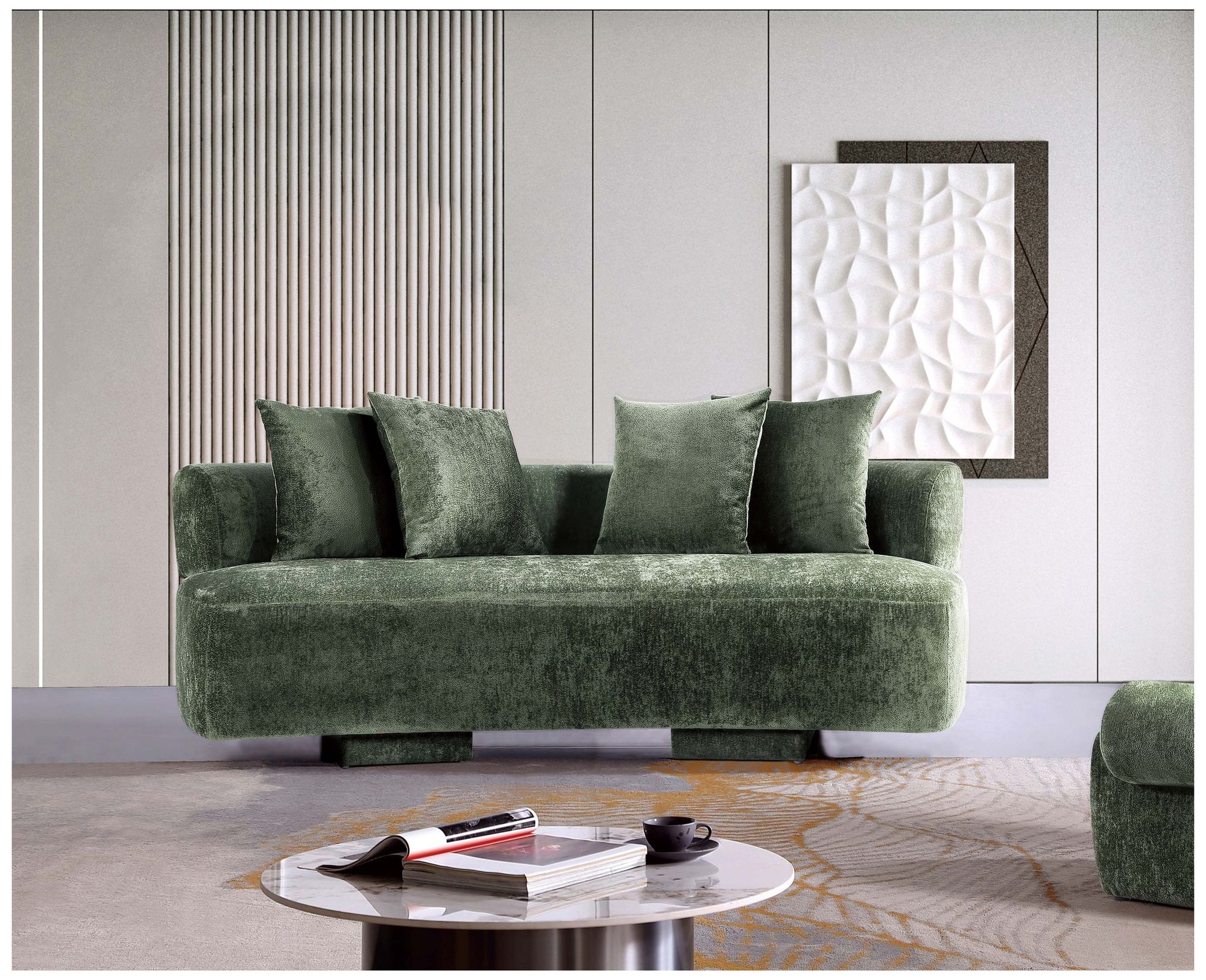 Image 2 Manhattan Comfort Modern Verandah Chenille 90.6" Sofa in Olive Green more views