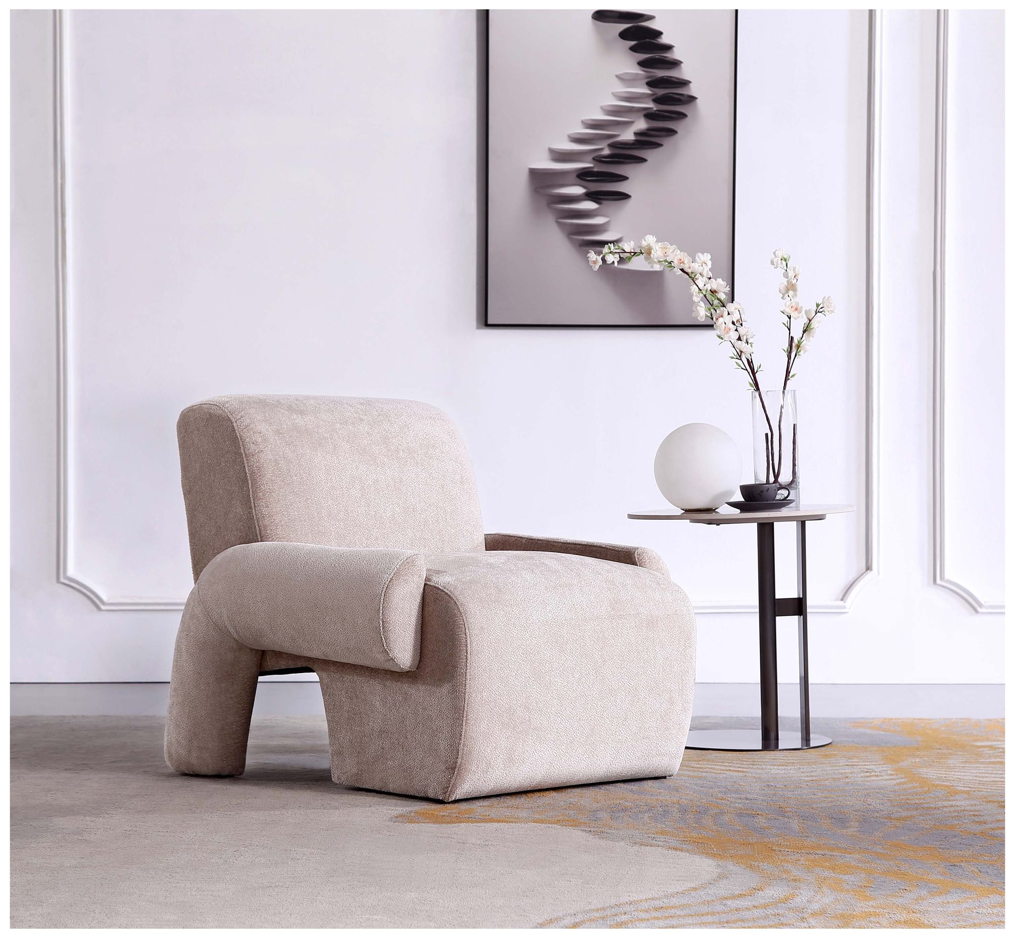 Image 2 Manhattan Comfort Modern Verandah Chenille Accent Chair in Beige more views