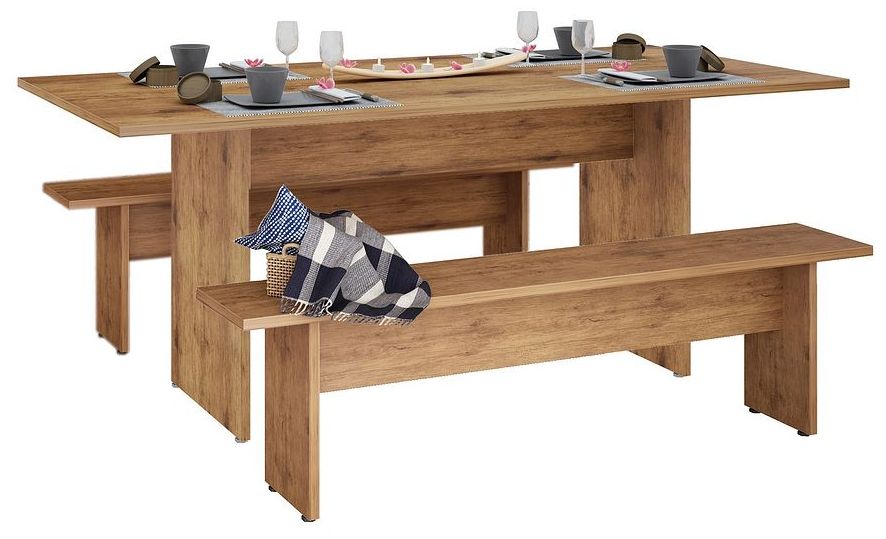 Image 4 Manhattan Comfort NoMad 67.91 Rustic Country Dining Set of 3 in Nature more views