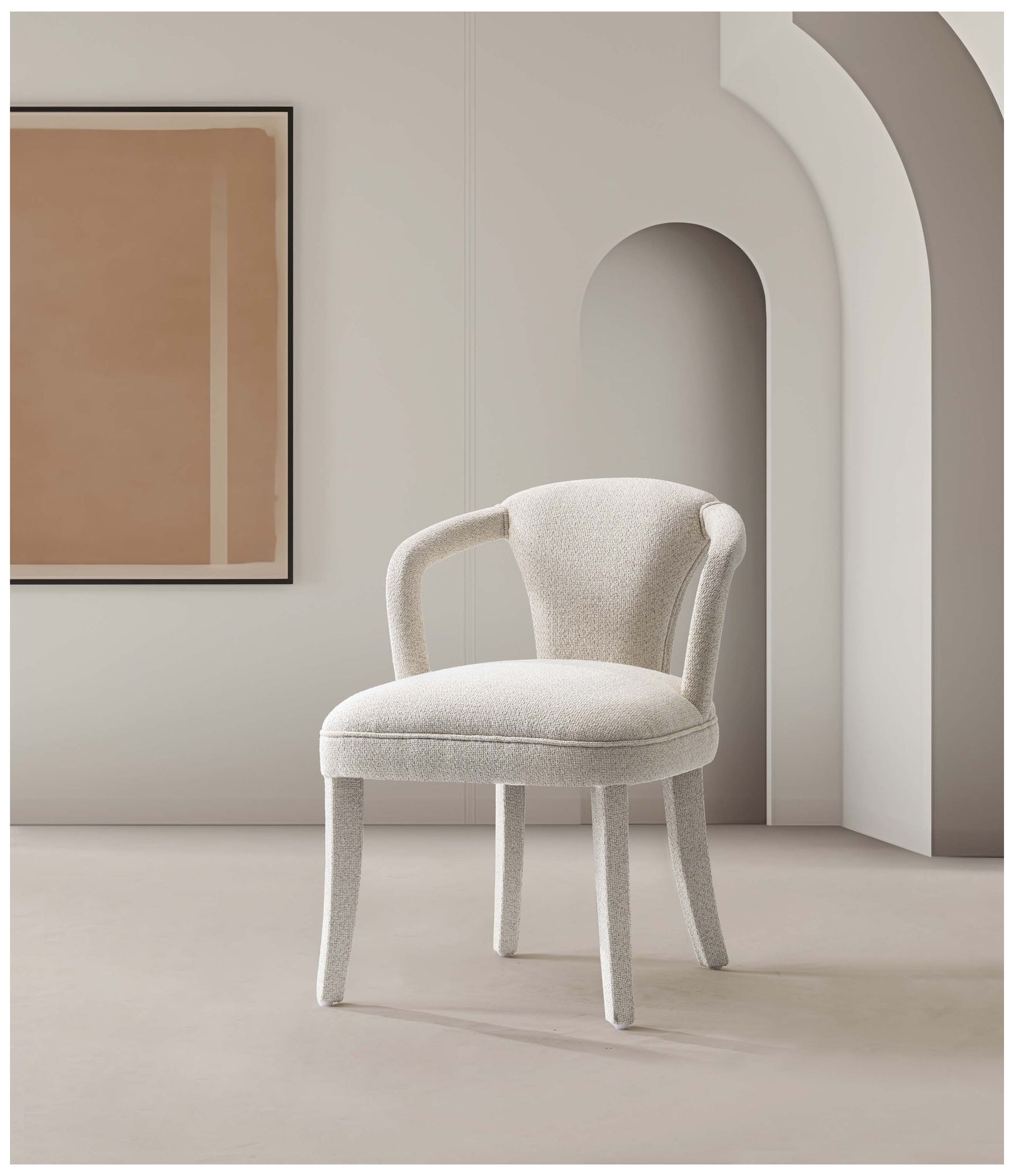Image 2 Manhattan Comfort Palmer Tweed 24 3/4" Ivory Modern Dining Armchair more views