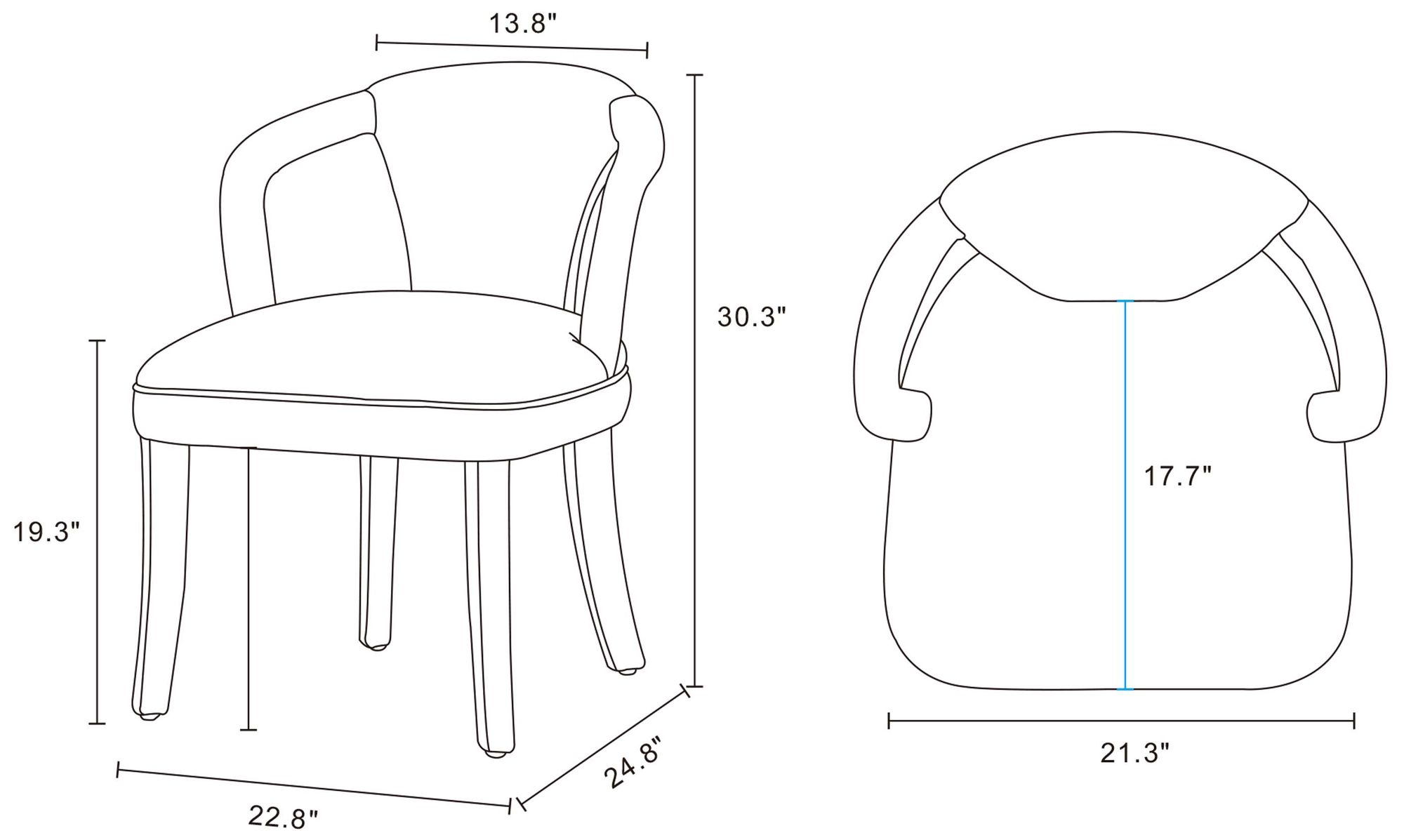 Image 3 Manhattan Comfort Palmer Tweed 24 3/4" Ivory Modern Dining Armchair more views