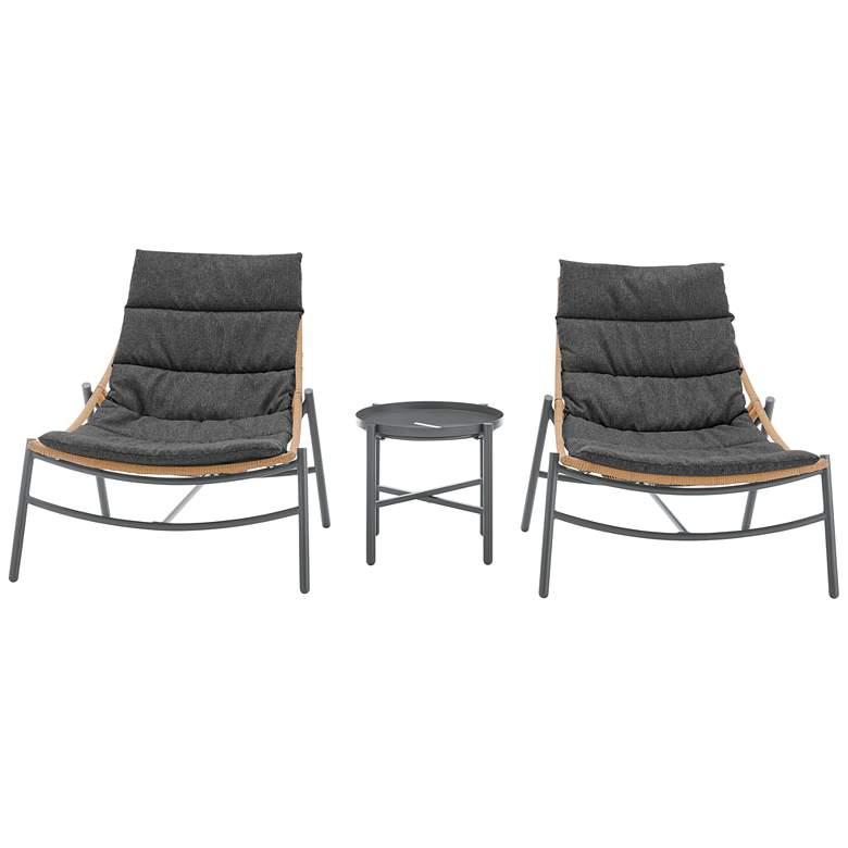 Image 1 Manhattan Comfort Sunset Modern 3-Piece Patio Conversation Set in Grey