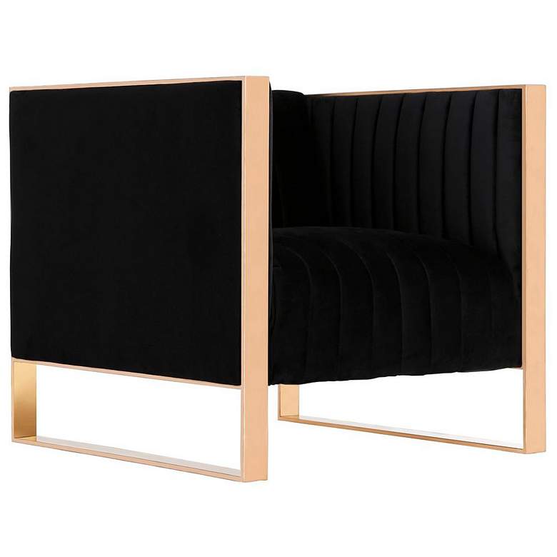 Image 1 Manhattan Comfort Trillium Black and Gold Velvet Accent Chair