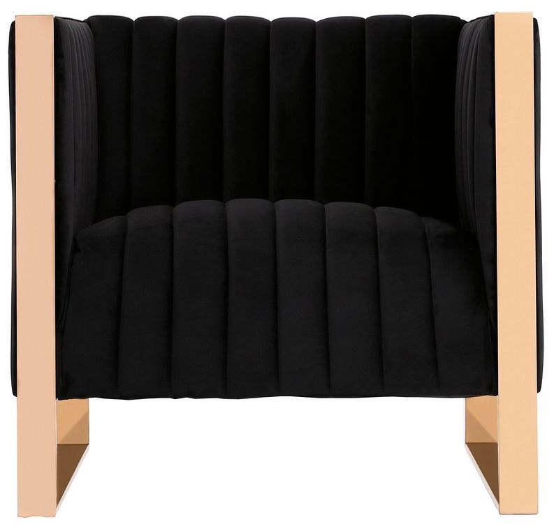 Image 4 Manhattan Comfort Trillium Black and Gold Velvet Accent Chair more views