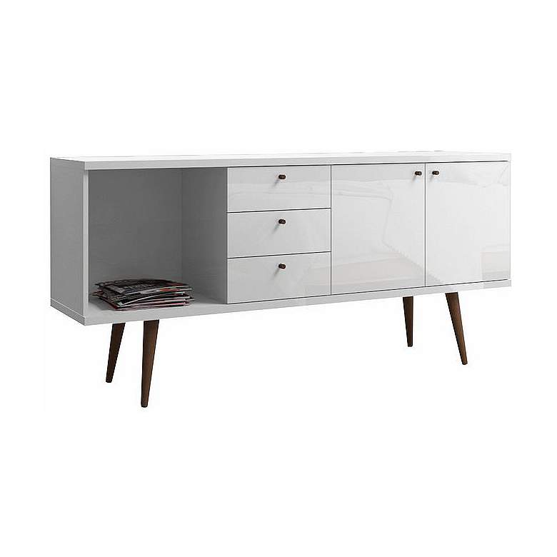 Image 1 Manhattan Comfort Utopia Wide Dresser in White Gloss and Maple Cream