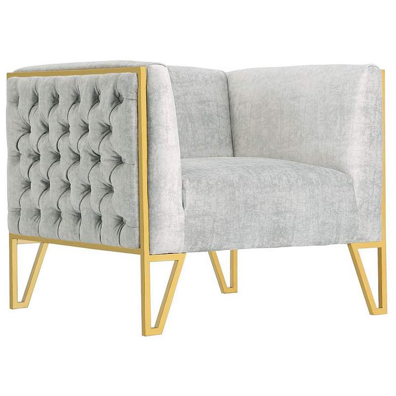 Image 1 Manhattan Comfort Vector Grey and Gold Velvet Accent Chair