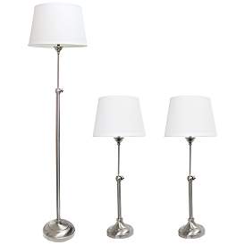Image2 of Manhattan Nickel 3-Piece Adjustable Floor and Table Lamp Set