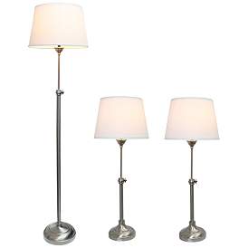Image3 of Manhattan Nickel 3-Piece Adjustable Floor and Table Lamp Set more views