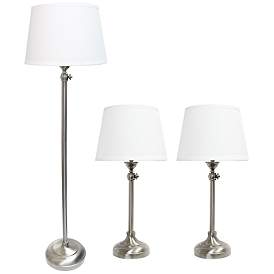 Image5 of Manhattan Nickel 3-Piece Adjustable Floor and Table Lamp Set more views