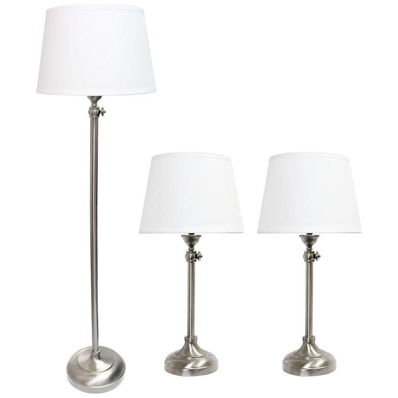 Image 5 Manhattan Nickel 3-Piece Adjustable Floor and Table Lamp Set more views