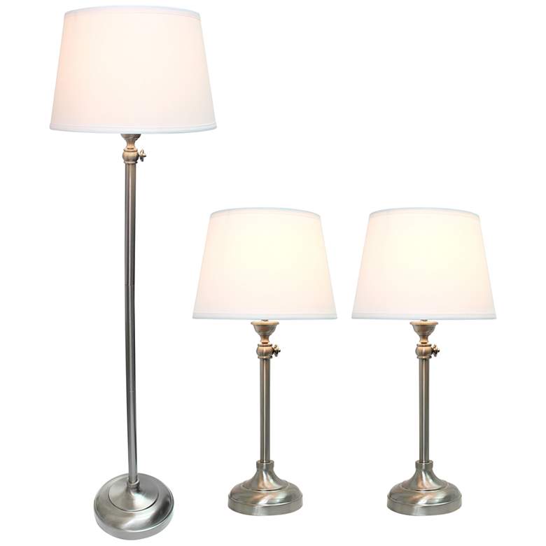 Image 6 Manhattan Nickel 3-Piece Adjustable Floor and Table Lamp Set more views