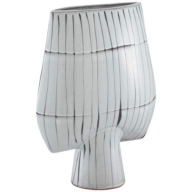 Image 1 Manhattan White w/ Black 16 3/4 inchH Terracotta Decorative Vase