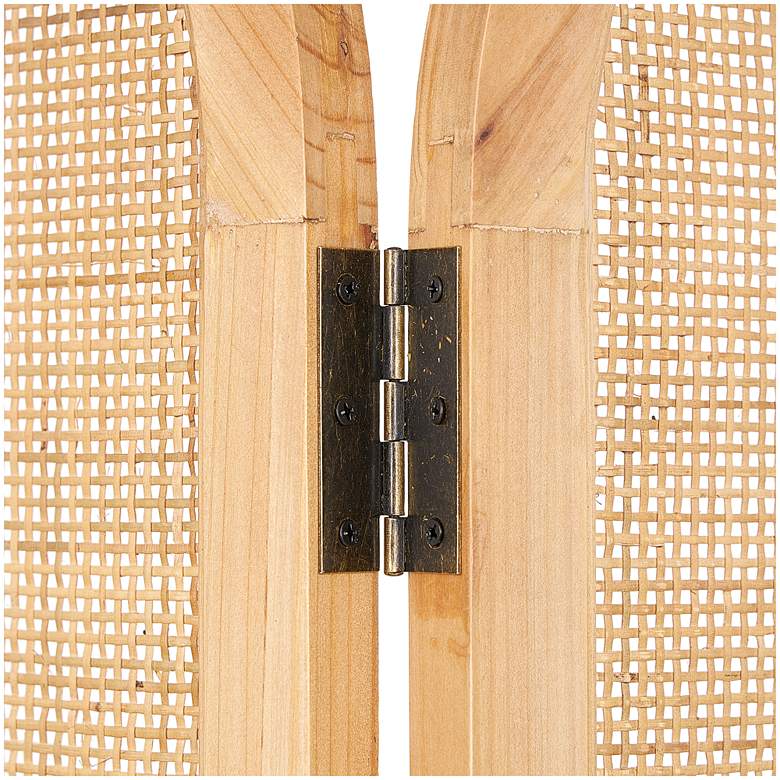 Image 3 Manila Brown 73 1/2" High 3-Panel Wood Room Divider Screen more views
