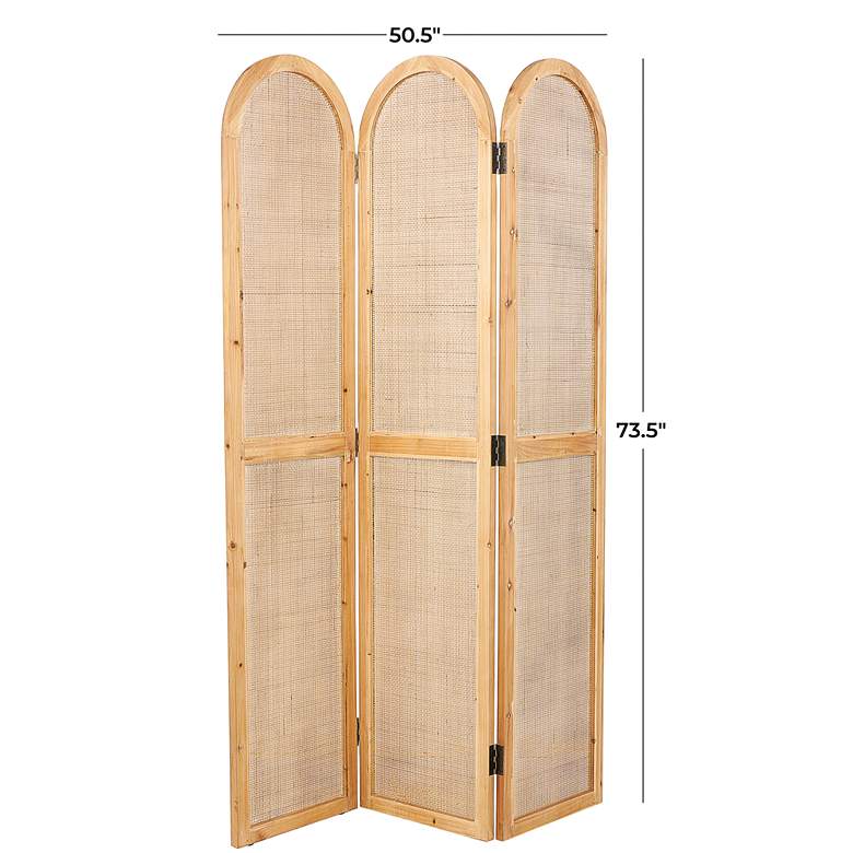 Image 5 Manila Brown 73 1/2" High 3-Panel Wood Room Divider Screen more views