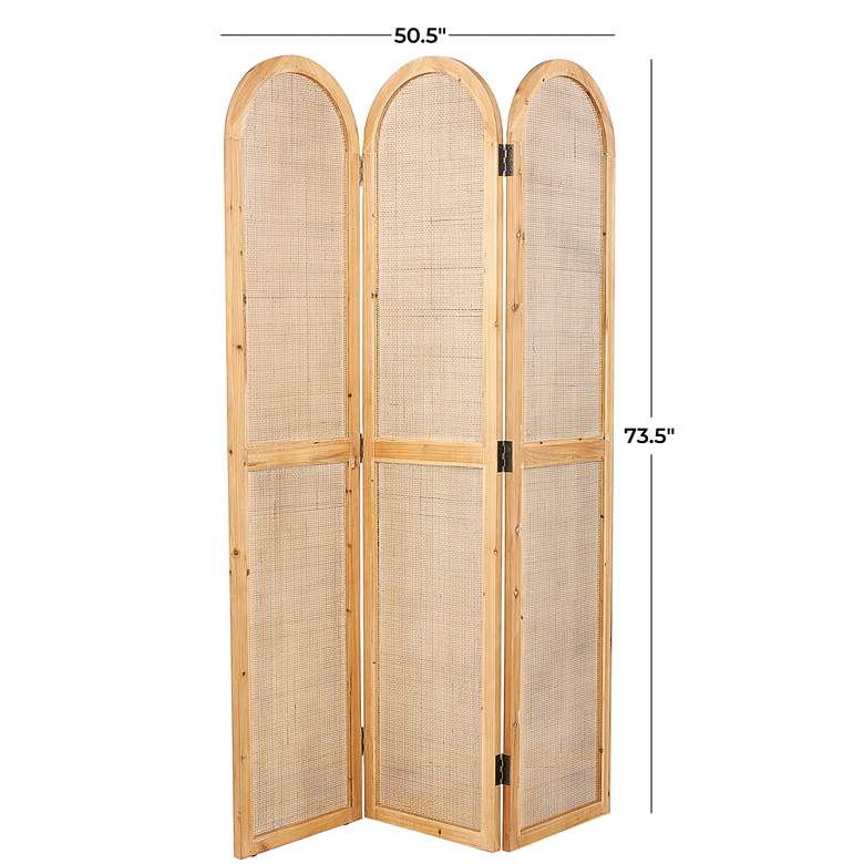 Image 5 Manila Brown 73 1/2 inch High 3-Panel Wood Room Divider Screen more views