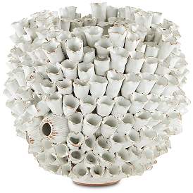 Image1 of Manitapi White Ceramic 12" Wide Decorative Vase