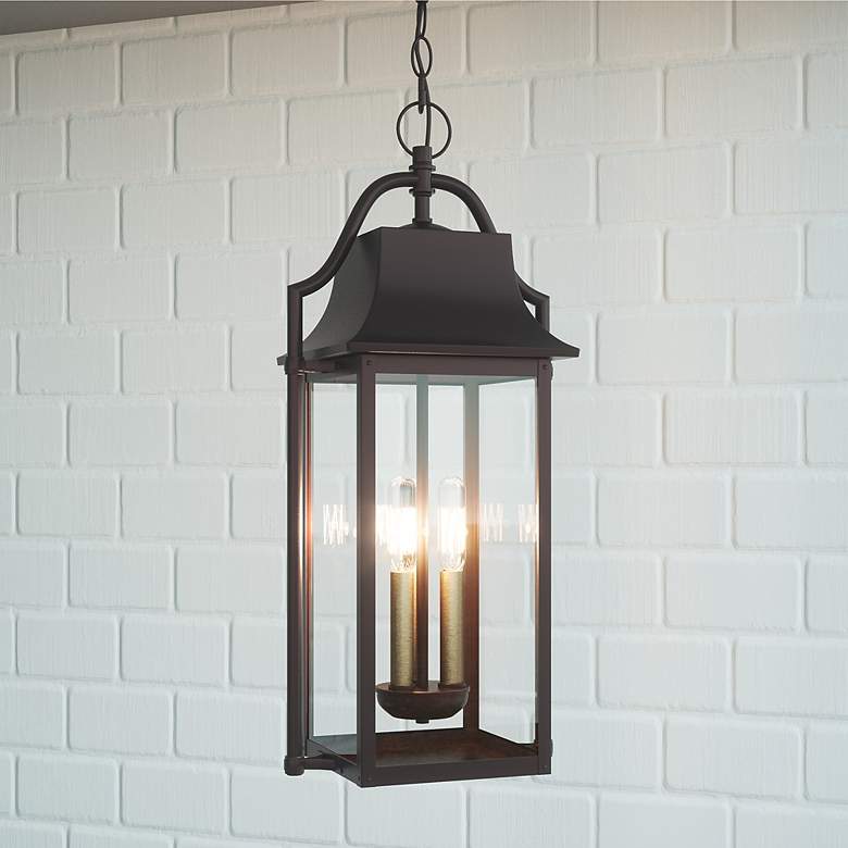 Image 2 Manning 24"H Western Bronze 3-Light Outdoor Hanging Light