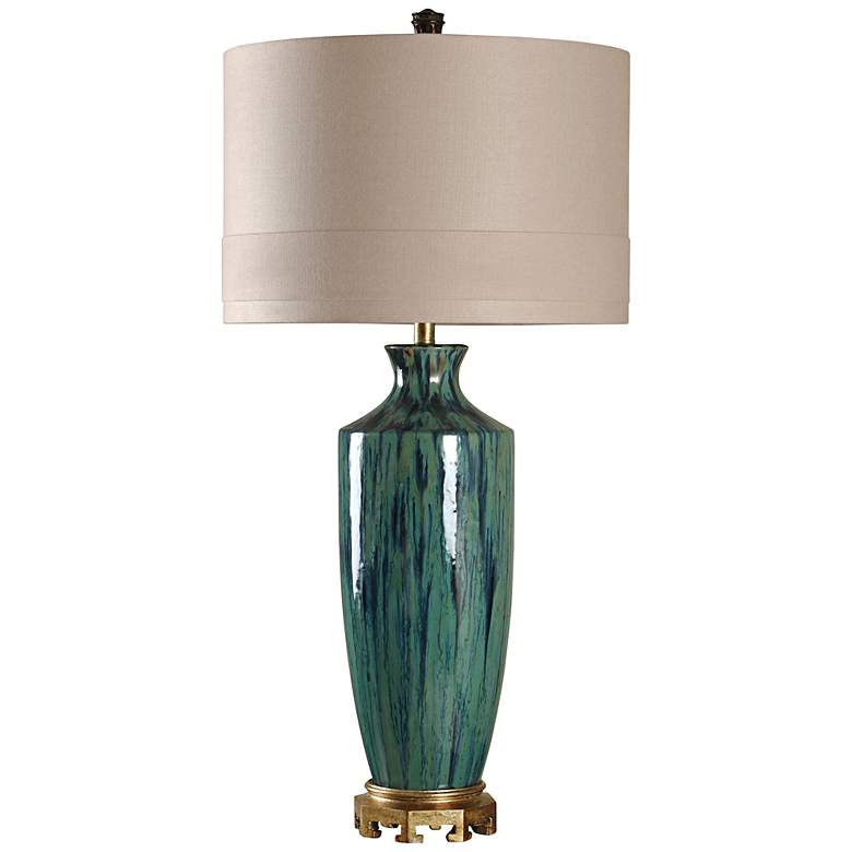 Image 1 Manoca Reactive Glaze Blue and Green Ceramic Table Lamp