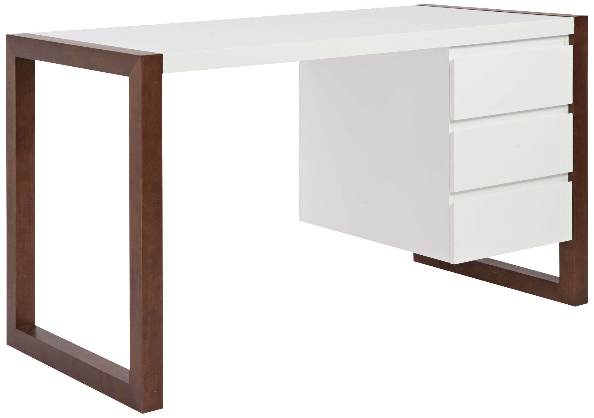 Image Manon 51" Wide Matte White 3-Drawer Desk