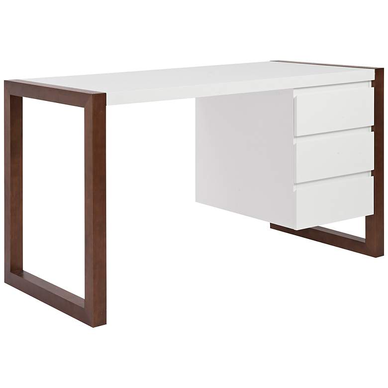 Image 1 Manon 51 inch Wide Matte White 3-Drawer Desk