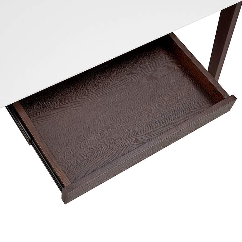 Image 3 Manon 55 inch Wide White Lacquered Dark Walnut Wood Desk more views