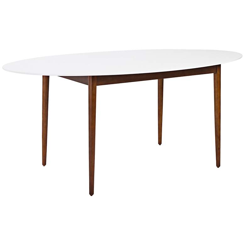 Image 1 Manon 63" Wide Matte White Dark Walnut Oval Dining Table