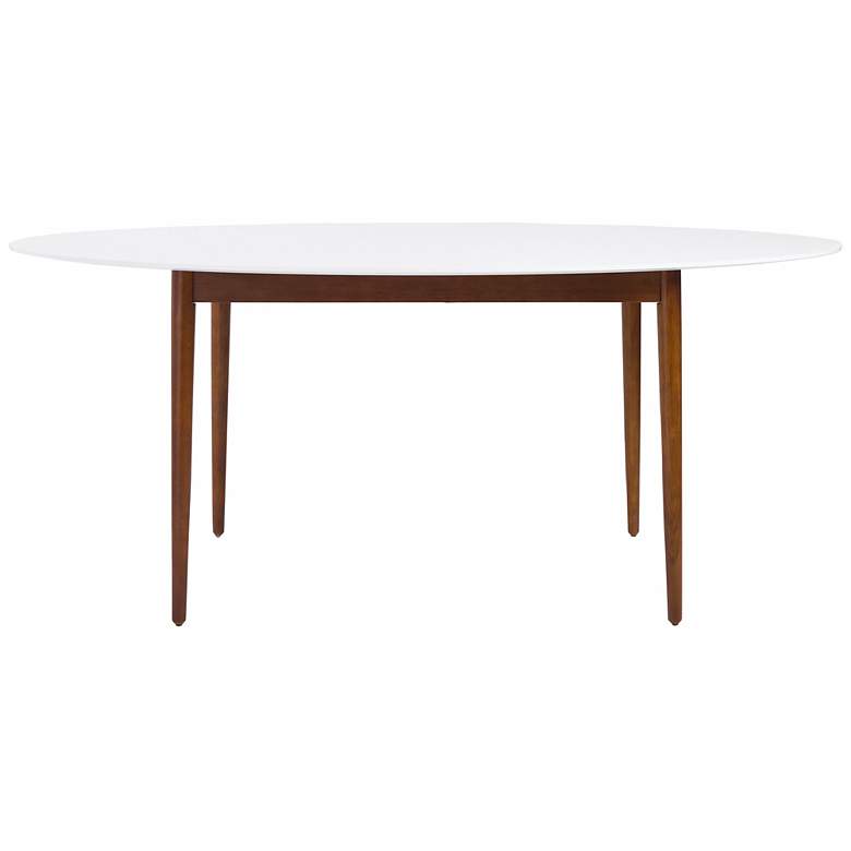 Image 3 Manon 63" Wide Matte White Dark Walnut Oval Dining Table more views