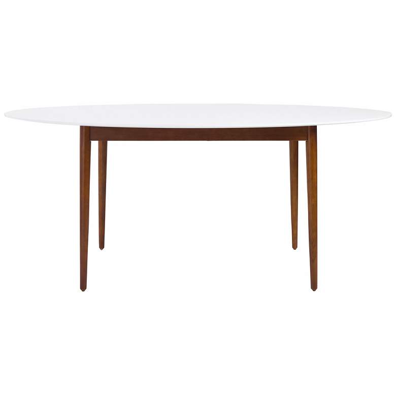 Image 3 Manon 63" Wide Matte White Dark Walnut Oval Dining Table more views