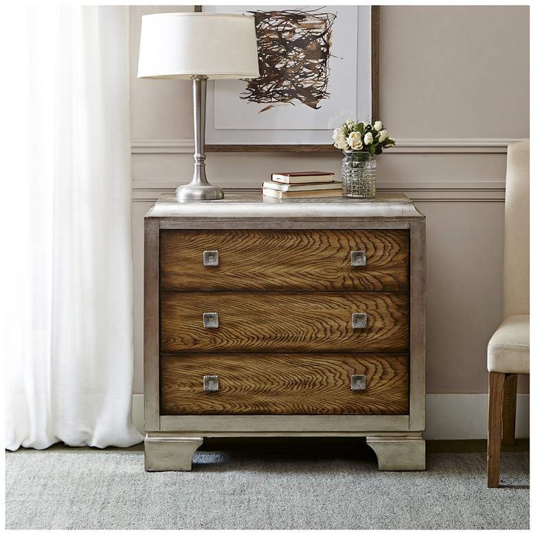 Image 1 Manor 36 inch Wide Silver and Natural Wood 3-Drawer Accent Chest