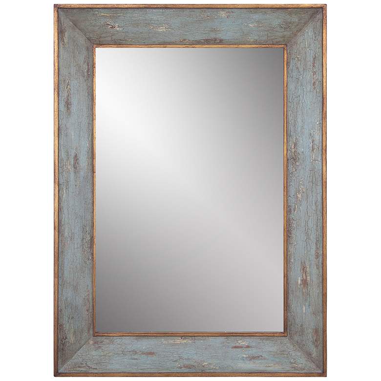 Image 1 Manor Blue and Gold 34 inch x 46 inch Rectangular Wall Mirror