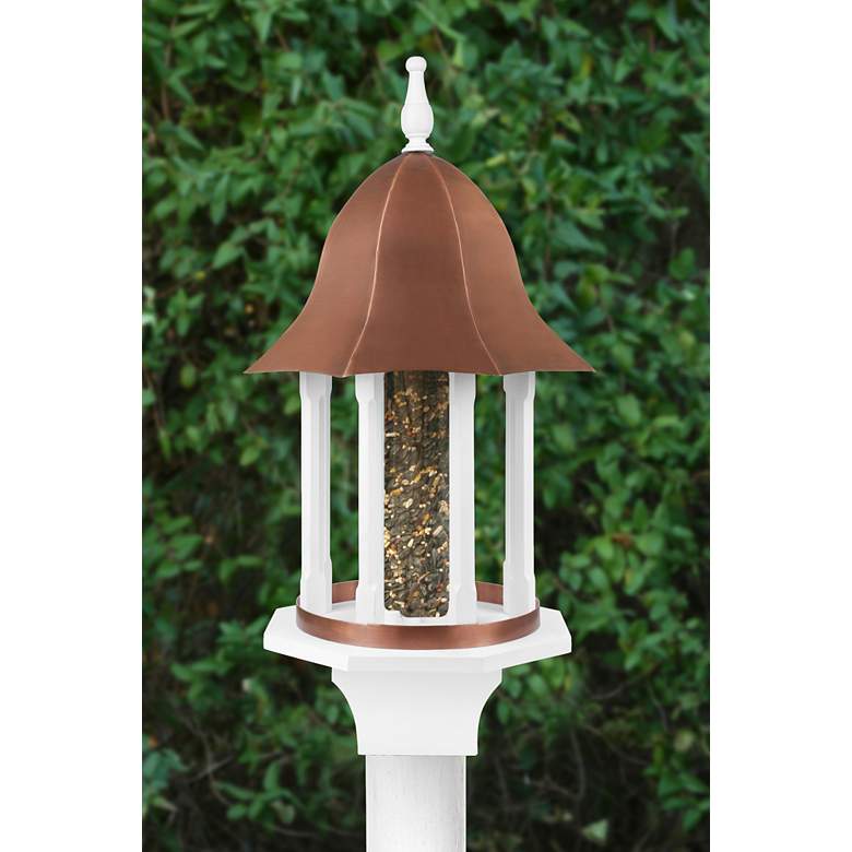 Image 5 Manor Pure Copper and Mango Wood Bird Feeder more views