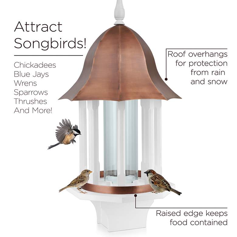 Image 6 Manor Pure Copper and Mango Wood Bird Feeder more views