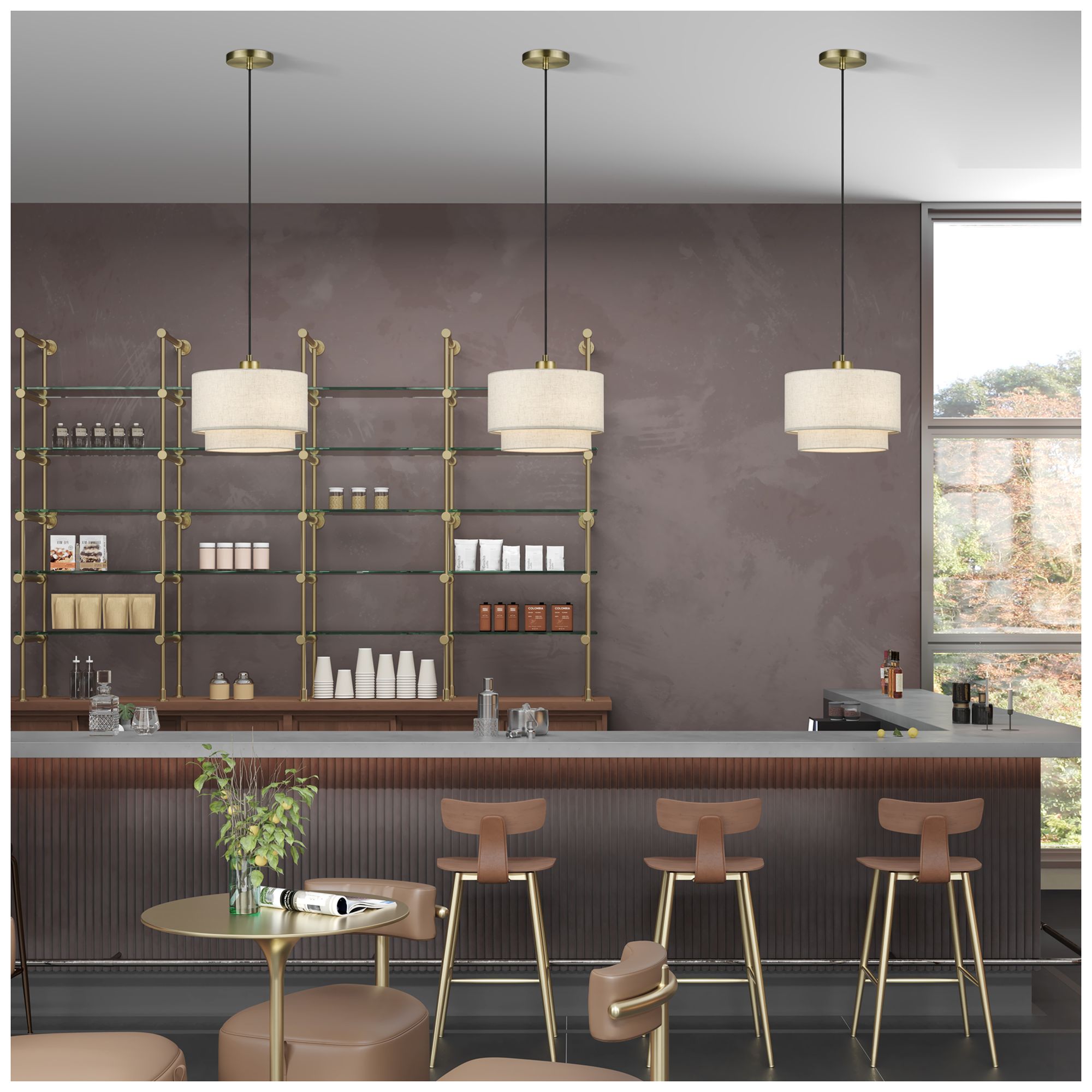 Manorwood 1 Light Antique Brass Pendant