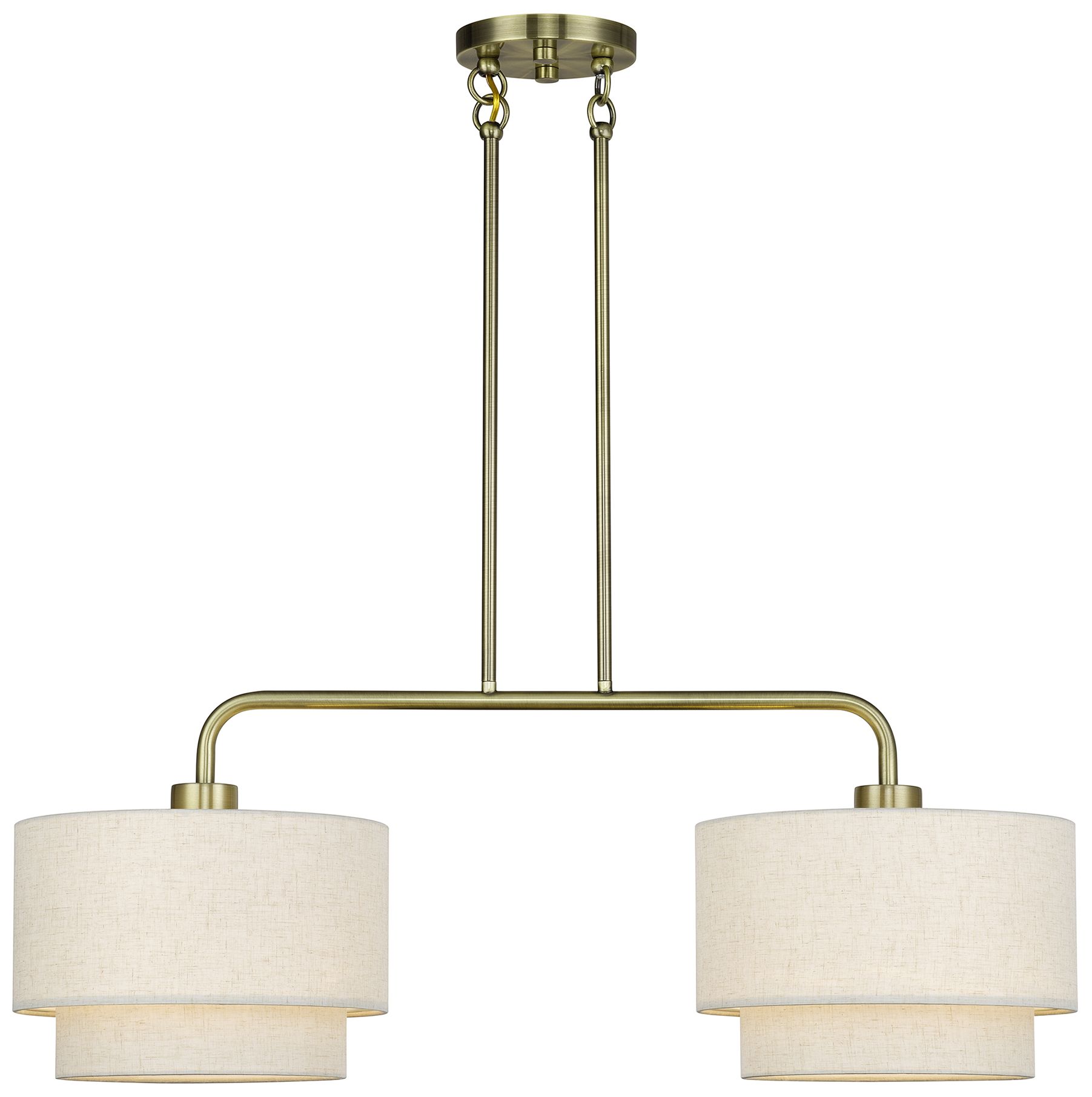Image 2 Manorwood 2 Light Antique Brass Large Linear Chandelier