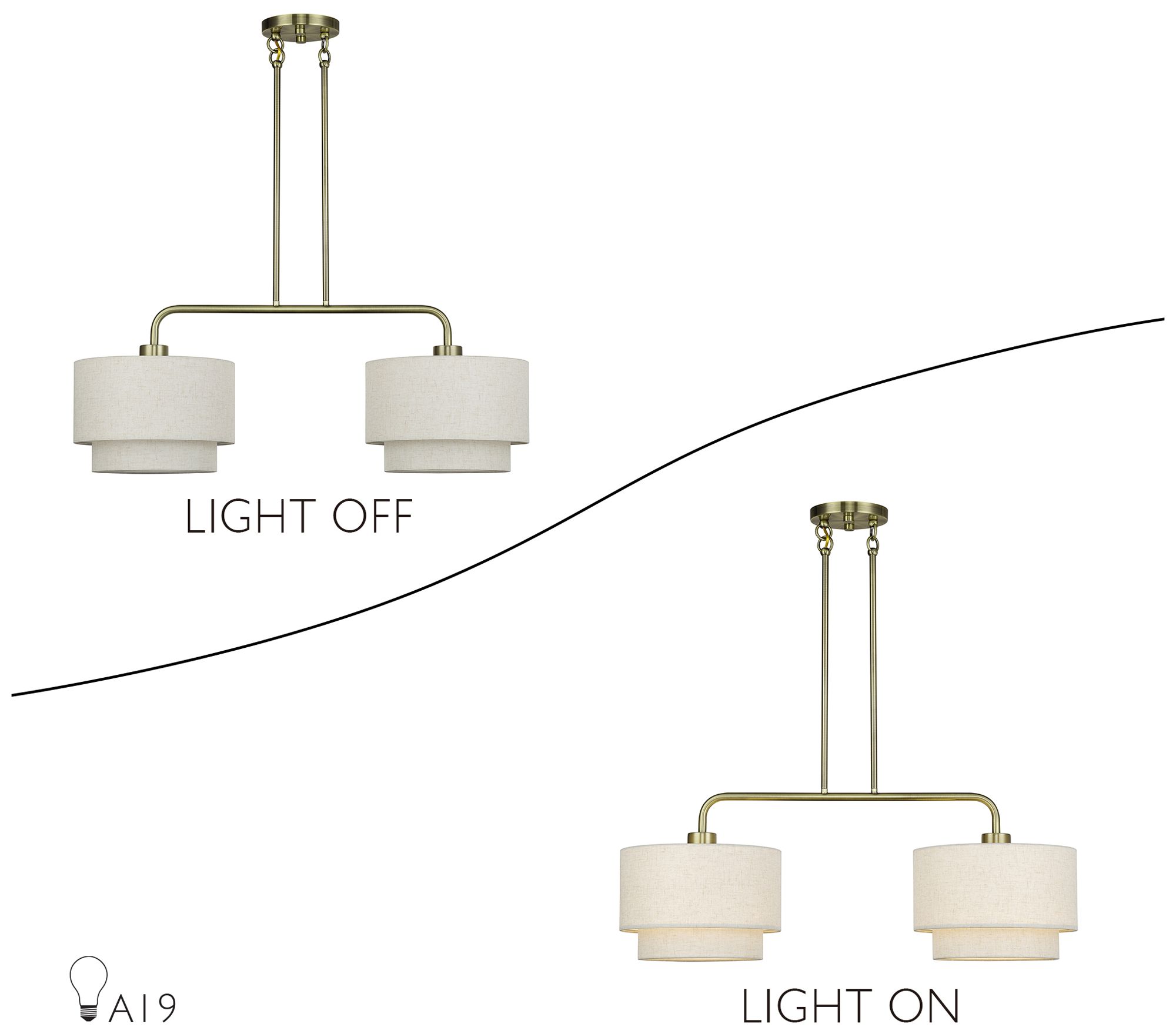 Manorwood 2 Light Antique Brass Large Linear Chandelier