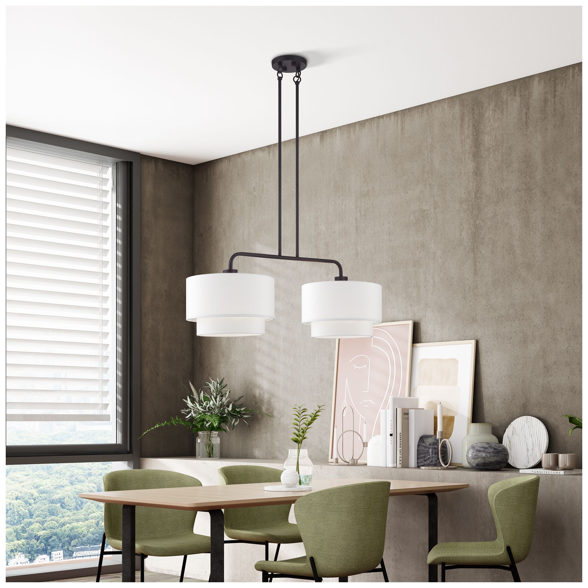 Image 7 Manorwood 2 Light Bronze Large Linear Chandelier more views