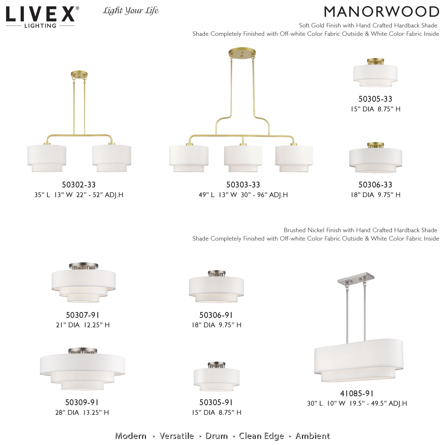 Manorwood 2 Light Soft Gold Large Linear Chandelier