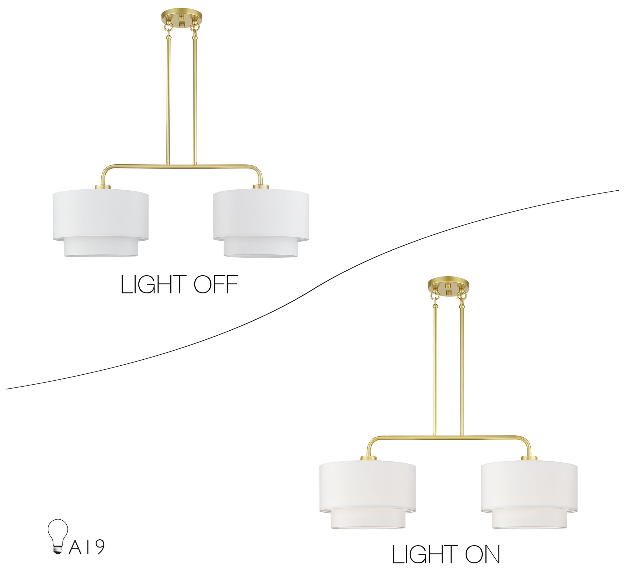 Image 7 Manorwood 2 Light Soft Gold Large Linear Chandelier more views